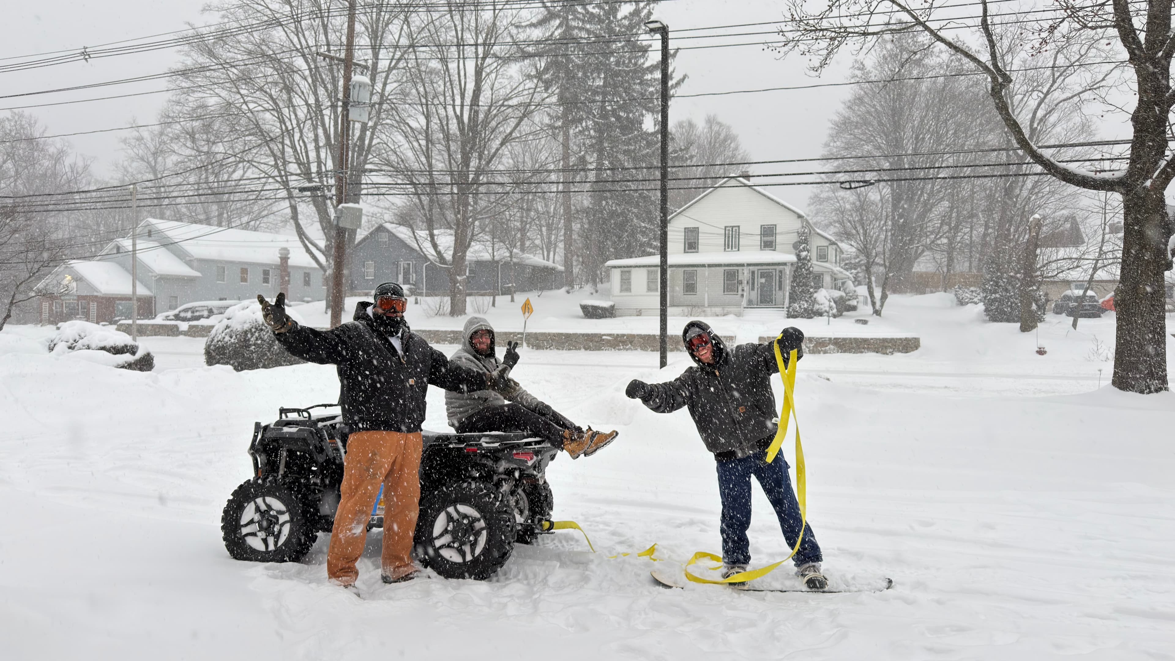 Bethel Liquor Customers Enjoying a Snowy Day